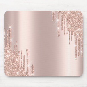 Moderne Glitter-Drips Roségold Mousepad