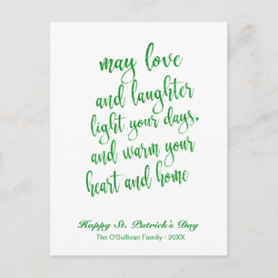 Moderne Glitter Irische Segnung St. Patrick's Day Postkarte