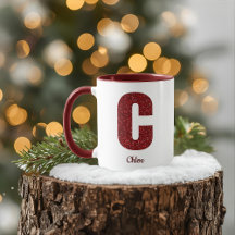 Moderne Glitter-Monogramm-C-Tasse mit Namen