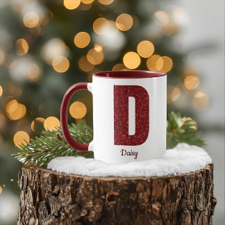 Moderne Glitter-Monogramm-D-Tasse mit Namen Tasse