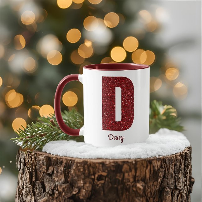 Moderne Glitter-Monogramm-D-Tasse mit Namen Tasse (Von Creator hochgeladen)