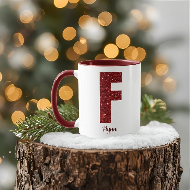 Moderne Glitter-Monogramm-F-Tasse mit Namen Tasse (Von Creator hochgeladen)