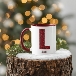 Moderne Glitter-Monogramm-L-Tasse mit Namen Tasse