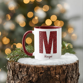Moderne Glitter-Monogramm-M-Tasse mit Namen Tasse