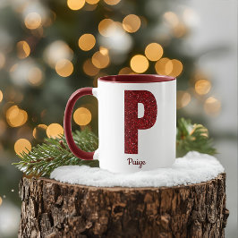 Moderne Glitter-Monogramm-P-Tasse mit Namen Tasse