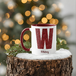 Moderne Glitter-Monogramm-W-Tasse mit Namen Tasse