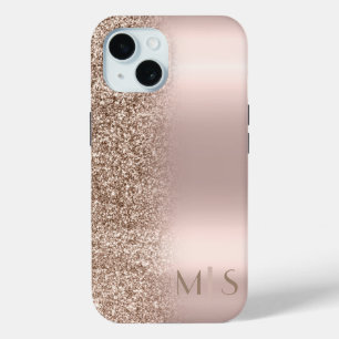 Moderne Glitter Ombre Roségold-Monogramm Case-Mate iPhone Hülle