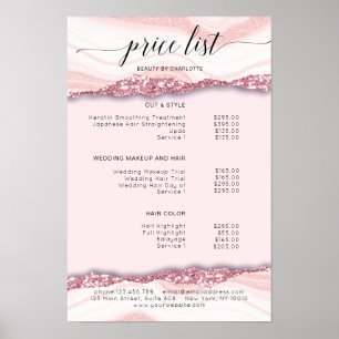 Moderne, Glitter, rosa Preisliste Poster