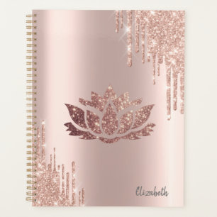 Moderne Glitter-Tropfen Rose Gold Lotus Planer