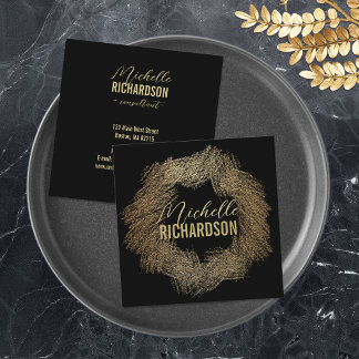 Moderne Glitterie Gold Pinselstriche Kreis auf sch Quadratische Visitenkarte