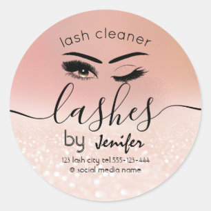 Moderne Glitterwink lash extension lasen cleaner Runder Aufkleber