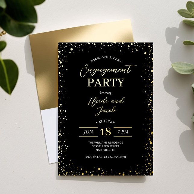 Moderne Glitz Engagement Partei Einladung Foil Inv (Von Creator hochgeladen)