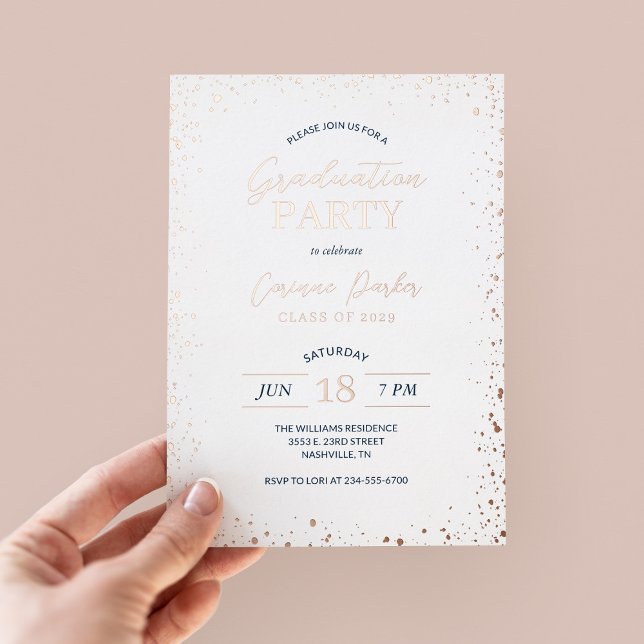 Moderne Glitz Graduation Party Foil Invitation (Créateur téléchargé)