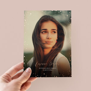 Moderne Glitz Graduation Photo Faire-part d'huile