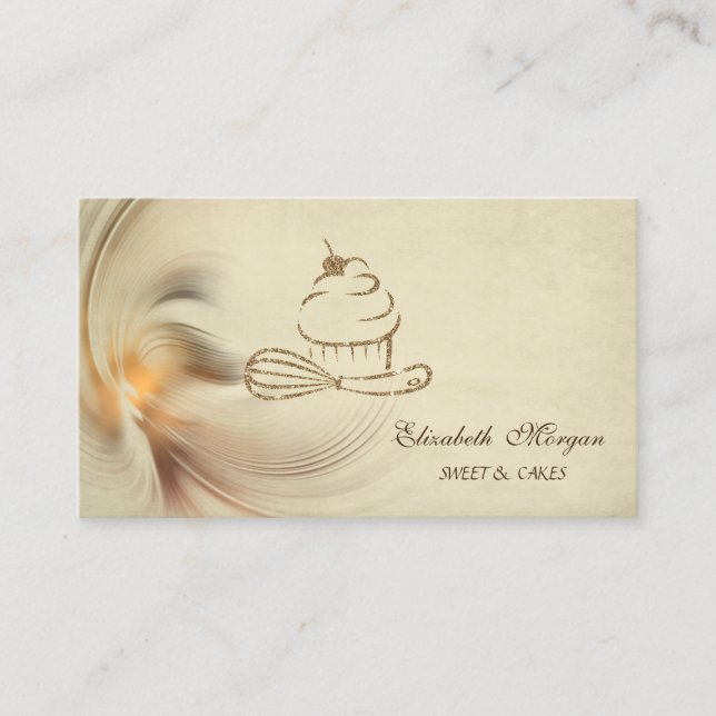Moderne Glitzer Bäckerei Cupcake Whisky Visitenkarte (Vorderseite)