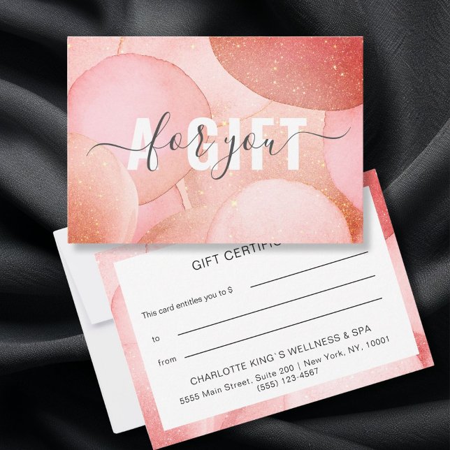 Moderne Glitzer Geschenkgutscheine Flachkarte (Modern Salon Glitter Gift Certificates personalized)