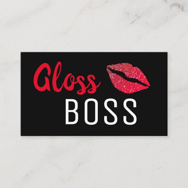 Moderne Glitzer Lip Gloss Boss Makeup Business Car Visitenkarte (Vorderseite)