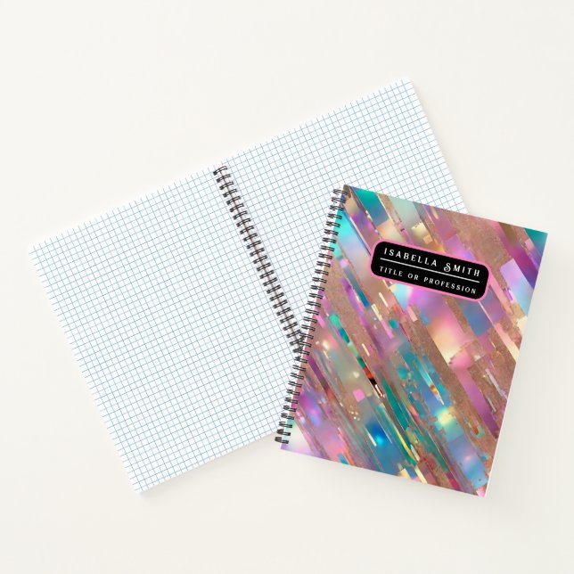 Moderne Glitzer Opal Holographic Collection Notizbuch (Innenseite)