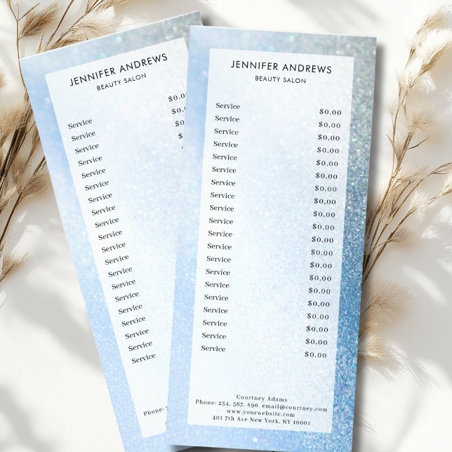 Moderne, Glitzer, Salon, preiswert Werbekarte (Personalized Modern, glitter, salon, pricelist rack card)