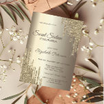 Moderne Glitzer Tropfen Champagne Gold Sweet 16 Einladung<br><div class="desc">Modernes,  elegantes und glamouröses Sweet 16 mit Glitzer-Tropfen auf Champagner-Hintergrund.</div>