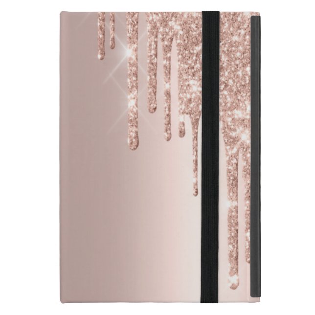 Moderne Glitzer Tropfen Rosen Gold Etui Fürs iPad Mini (Vorderseite Geschlossen)