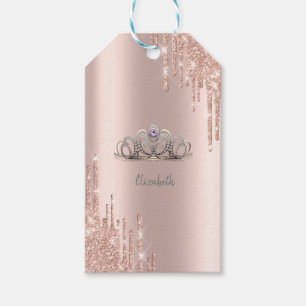 Moderne Glitzer Tropfen Rosen Gold Tiara Geschenkanhänger