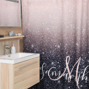 Moderne Glitzern in Schwarz und Rosa Glitzer Duschvorhang