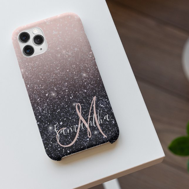 Moderne Glitzern in Schwarz und Rosa Glitzer iPhone Hülle (Von Creator hochgeladen)