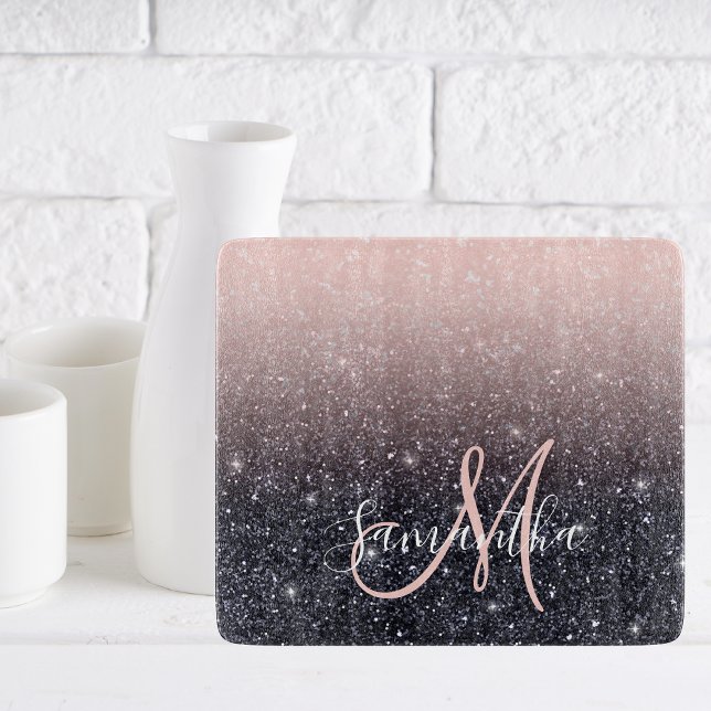 Moderne Glitzern in Schwarz und Rosa Glitzer Schneidebrett (Von Creator hochgeladen)
