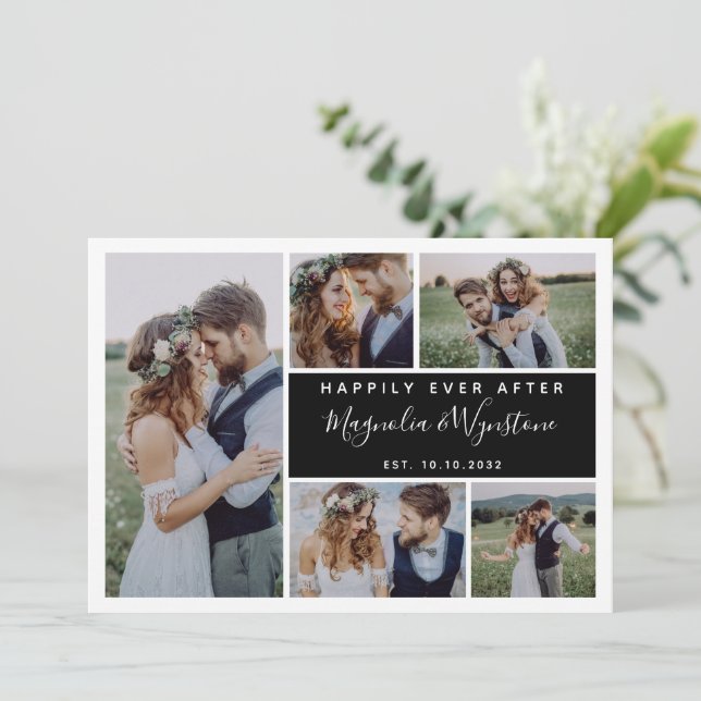 Moderne glückliche Ever nach der Hochzeit der Foto Dankeskarte (Stehend Vorderseite)
