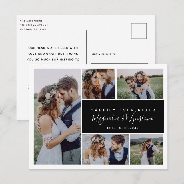 Moderne glückliche Ever nach der Hochzeit der Foto Postkarte (Vorne/Hinten)