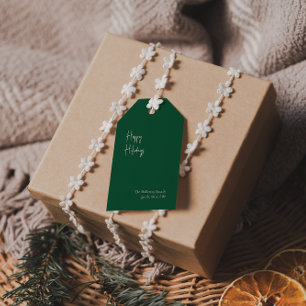 Moderne glückliche Ferien Green Family Gift Tags Geschenkanhänger