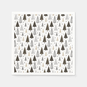 Moderne glückliche Ferien handgezogene Pinienbäume Serviette