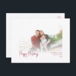 Moderne glückliche Ferien | Rotes Skript ausgeblen Feiertagspostkarte<br><div class="desc">Ein moderner Urlaub | Rote Schrift verblasste Ferien Foto Postcard ist perfekt für Ihr minimalistisches Shabby Chic boho rot-weiß Urlaub Gruß. Die minimale whimsical handgeschriebene Kalligraphie ist delikat und rustikal, bleibe elegant und elegant. Sie werden feststellen, dass alles über dieses Produkt bearbeitbar ist, also fühlen Sie sich frei, Bilder oder...</div>