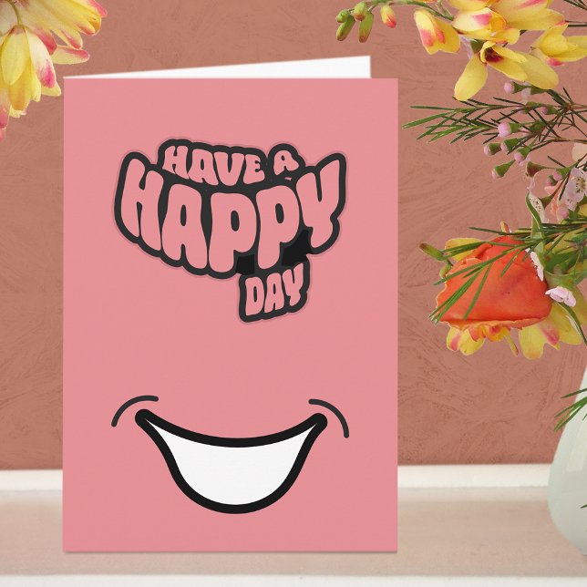 Moderne glückliche (Geburtsstunde) geklappte Grußk Karte (Greeting Card - Pink)