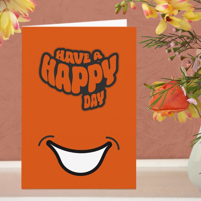 Moderne glückliche (Geburtsstunde) geklappte Grußk Karte (Greeting Card - Orange)