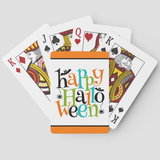 Moderne glückliche Halloween Typografie Fledermäus Spielkarten (Rückseite)