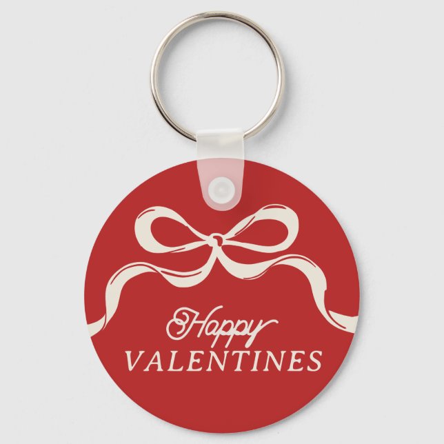 Moderne glückliche VALENTINES Bows Trendy Red Schlüsselanhänger (Vorderseite)