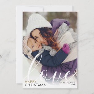 Moderne glückliche Weihnachten Foto Schrift Liebe