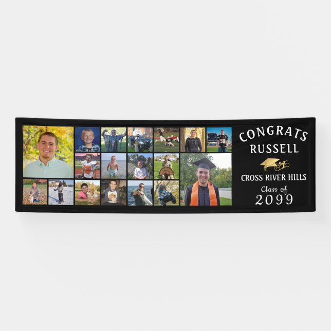 Moderne GLÜCKWUNSCH GRAD 18 Foto Collage Banner (Horizontal)