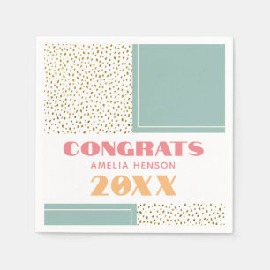 Moderne Glückwunsch Grad Gold Glitzer Graduation P Serviette