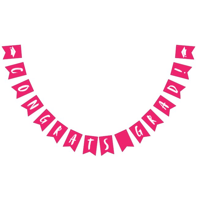 Moderne Glückwunsch Grad Hot Pink Abschluss Wimpelkette (Alle)