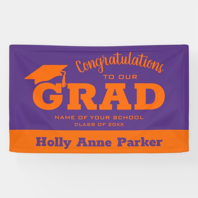Moderne Glückwünsche Grad Orange Lila Banner (Horizontal)