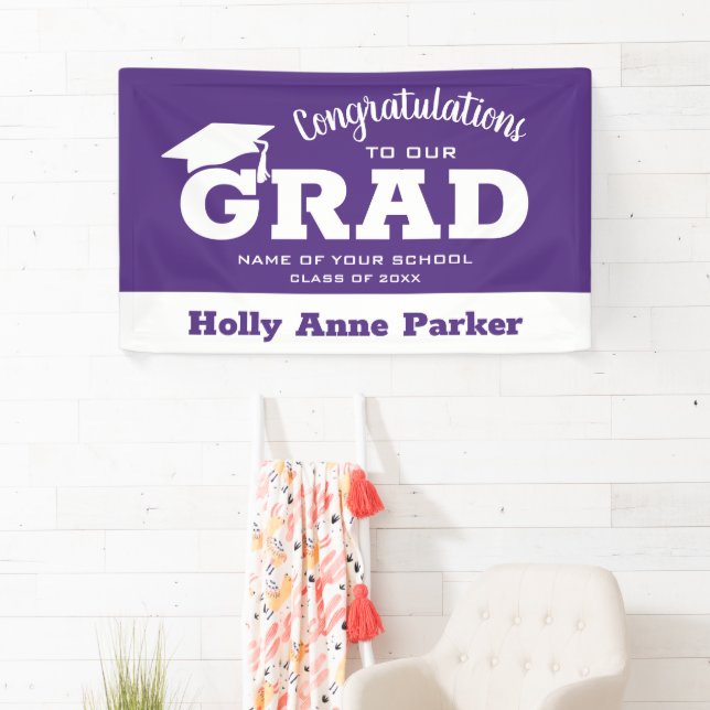 Moderne Glückwünsche Grad White zu Lila Banner (Insitu)