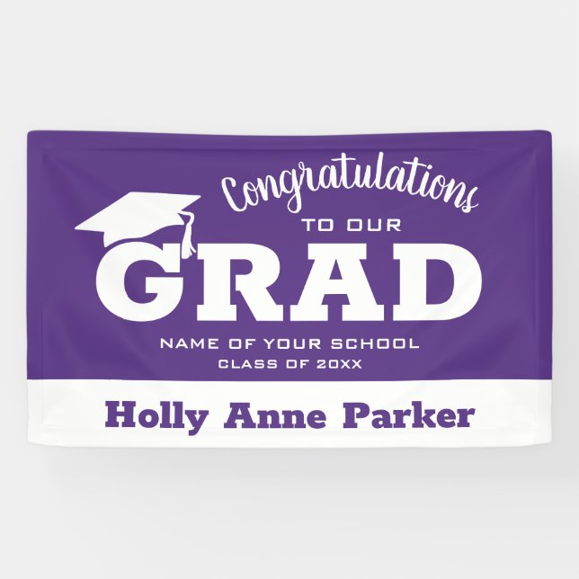 Moderne Glückwünsche Grad White zu Lila Banner (Horizontal)