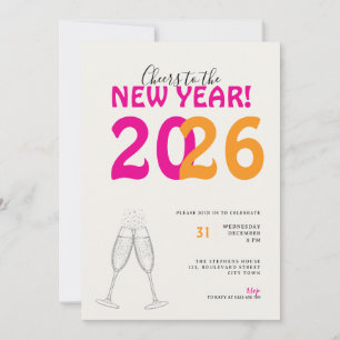 Moderne Glückwünsche zum neuen Jahr Fette Typo Ein Einladung