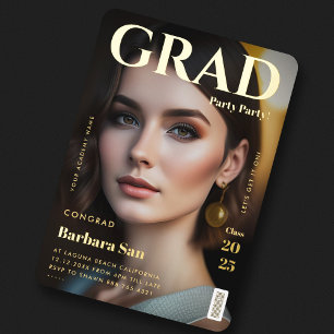 Moderne Gold-Abschlussfeier-Magazin-Abschlussfeier Folieneinladung