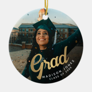 Moderne Gold-Absolventen-Foto-Abschlussfeier Keramik Ornament