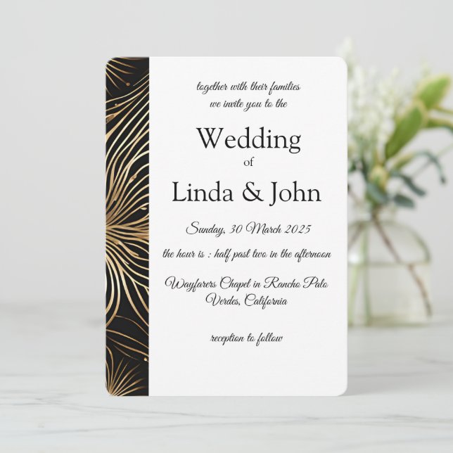 Moderne Gold Beilagen zum Hochzeitsempfang Einladung (Stehend Vorderseite)