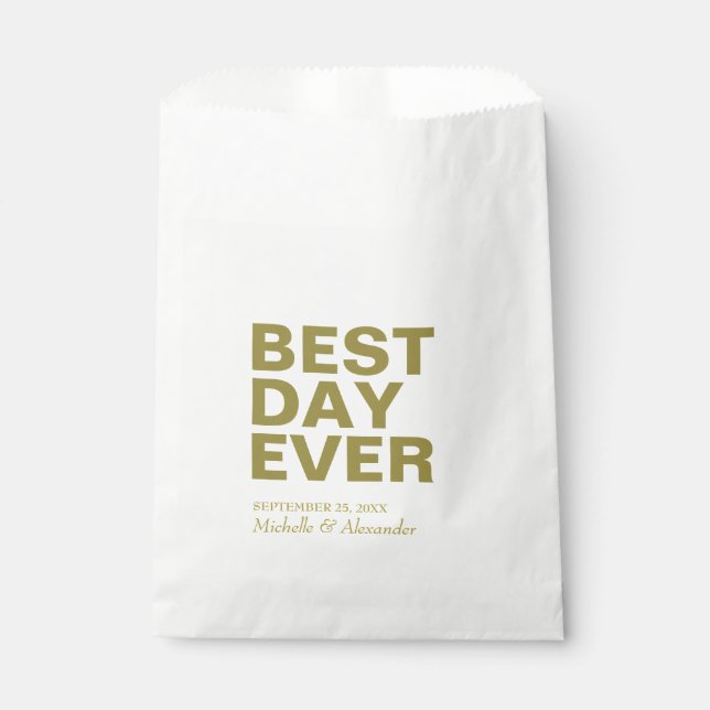 Moderne Gold Best Day-Leckerei für Hochzeiten Geschenktütchen (Vorderseite)